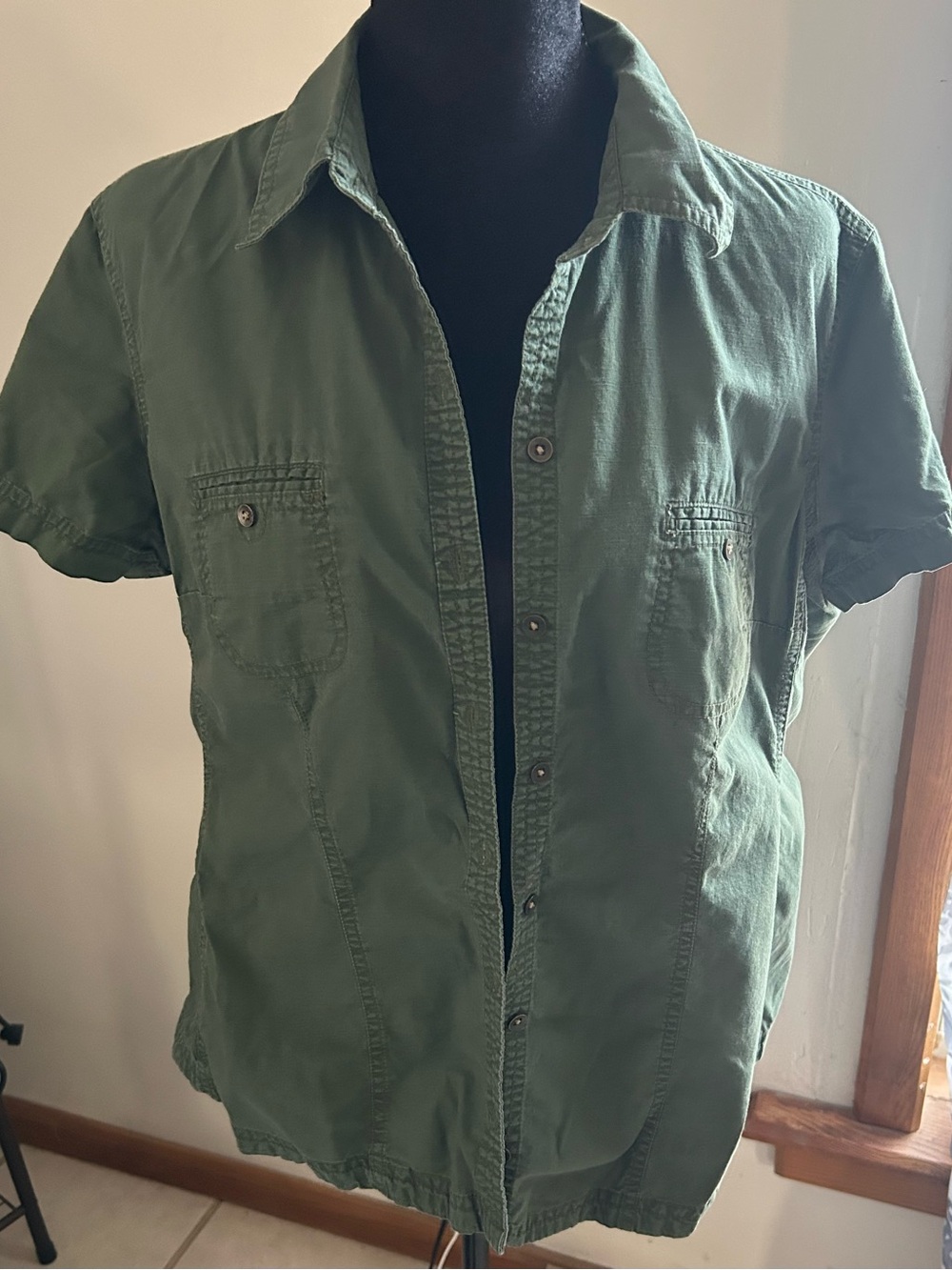 Sonoma Olive Green Short-Sleeve Button-Front Shirt